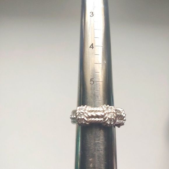Judith Ripka sterling silver rope band 925 CZ ring size 6 - Picture 8 of 9